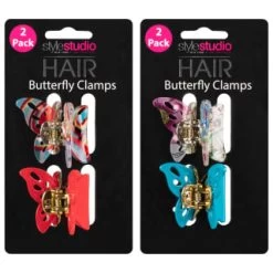 Style Studio Hair Butterfly Clamps 2pk - Red -Health And Beauty Stores 340451 2pk style studio butterfly clamps group