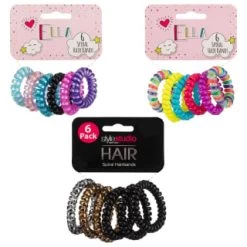 Style Studio Spiral Hair Bands 6pk - Black And Gold -Health And Beauty Stores 340802 ella hair no snag hair bands group