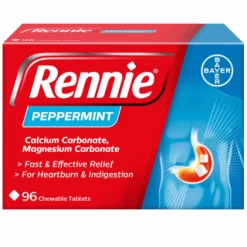 Rennie Peppermint Heartburn & Indigestion Relief Tablets 96pk