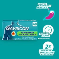 Gaviscon Chewable Tablets 48pk - Peppermint -Health And Beauty Stores 379273 gaviscon 48 chewable tablets peppermint 2