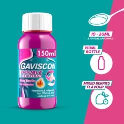 Gaviscon Double Action 150ml - Mixed Berries -Health And Beauty Stores 379279 gaviscon 150ml double action mixed berries liquid 2
